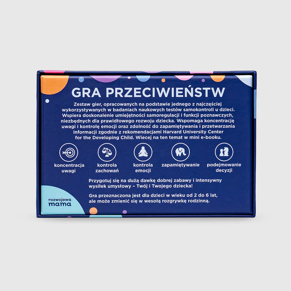 Obrazek przedstawia tył opakowania "Gry przeciwieństw".