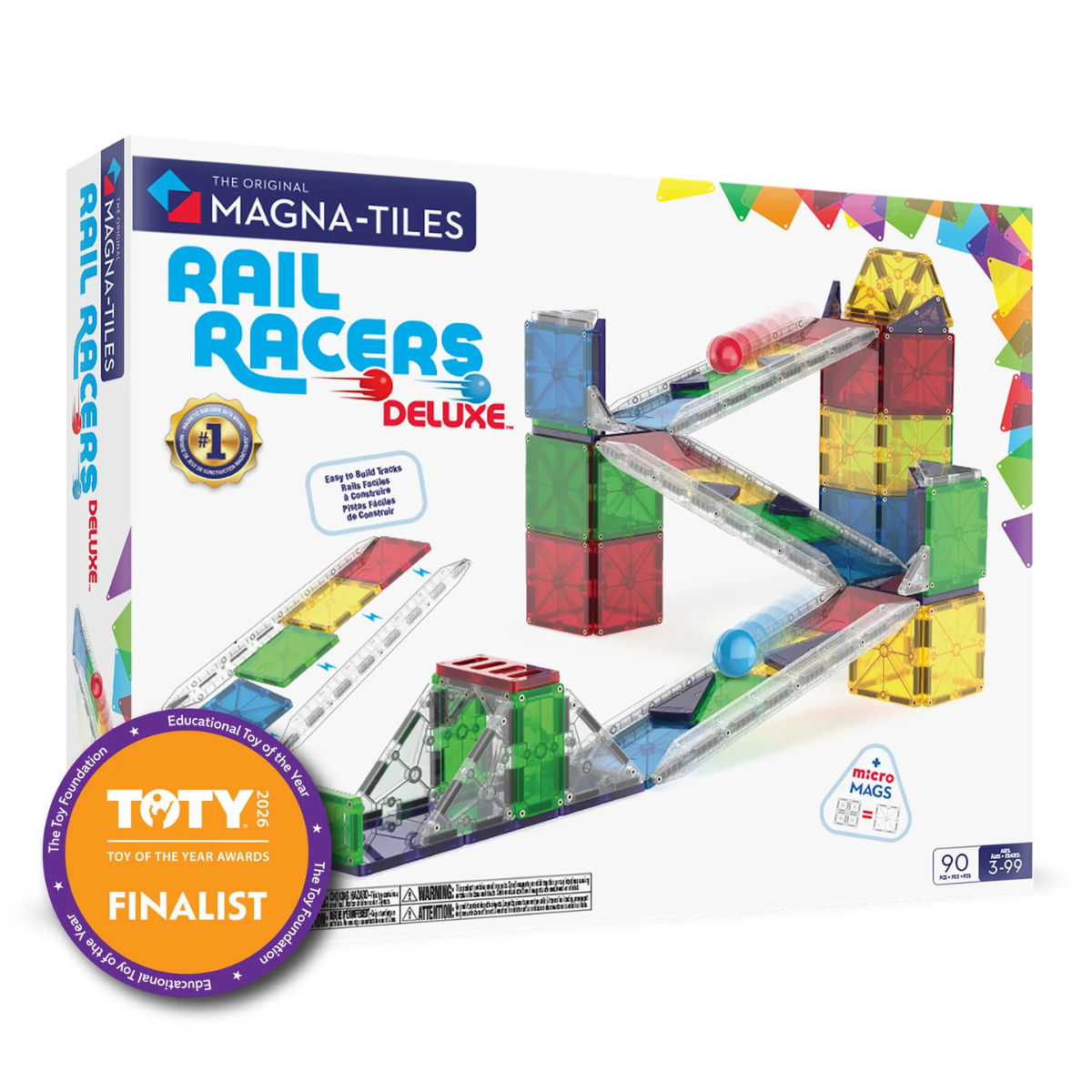 Klocki magnetyczne Rail Racers XL 90 el. MAGNA-TILES – wielopoziomowy tor dla kulek