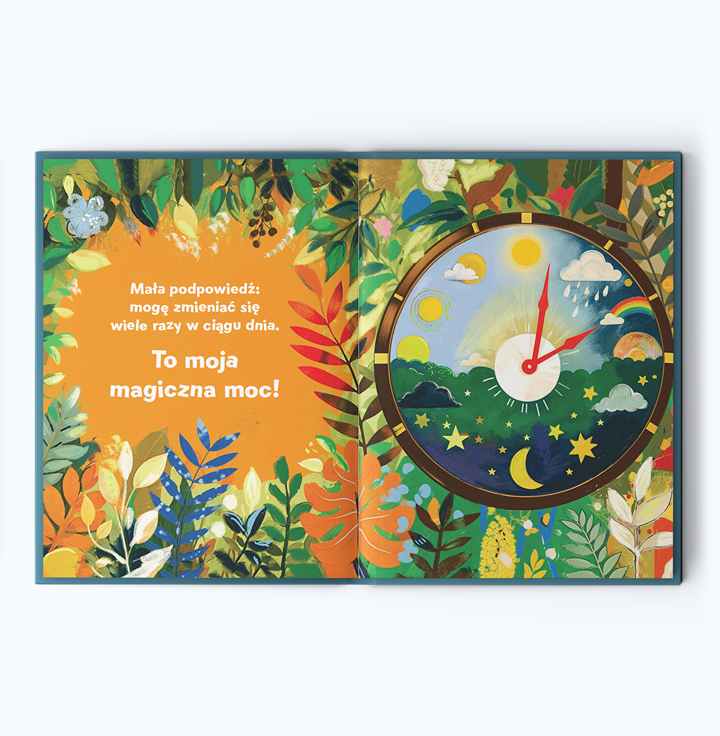 Zestaw "Moja magiczna moc" składa się z książki opowiadającej o emocjach, zawierającej 40 stron ilustrowanych przygód związanych z zachowaniami zwierząt. Do zestawu dołączono "Mój dziennik nastrojów" z miejscem na zapisywanie emocji oraz naklejki przedstawiające różnorodne stany emocjonalne, wspierające dzieci w nauce rozpoznawania uczuć.