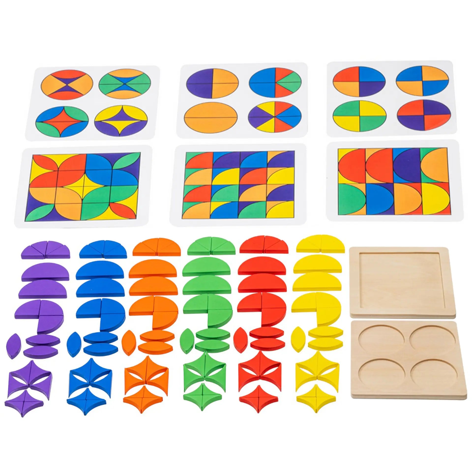 Gra nauka geometrii Toys for Life – drewniana gra edukacyjna z kolorowymi kształtami i kartami wzorów, 3–8 lat