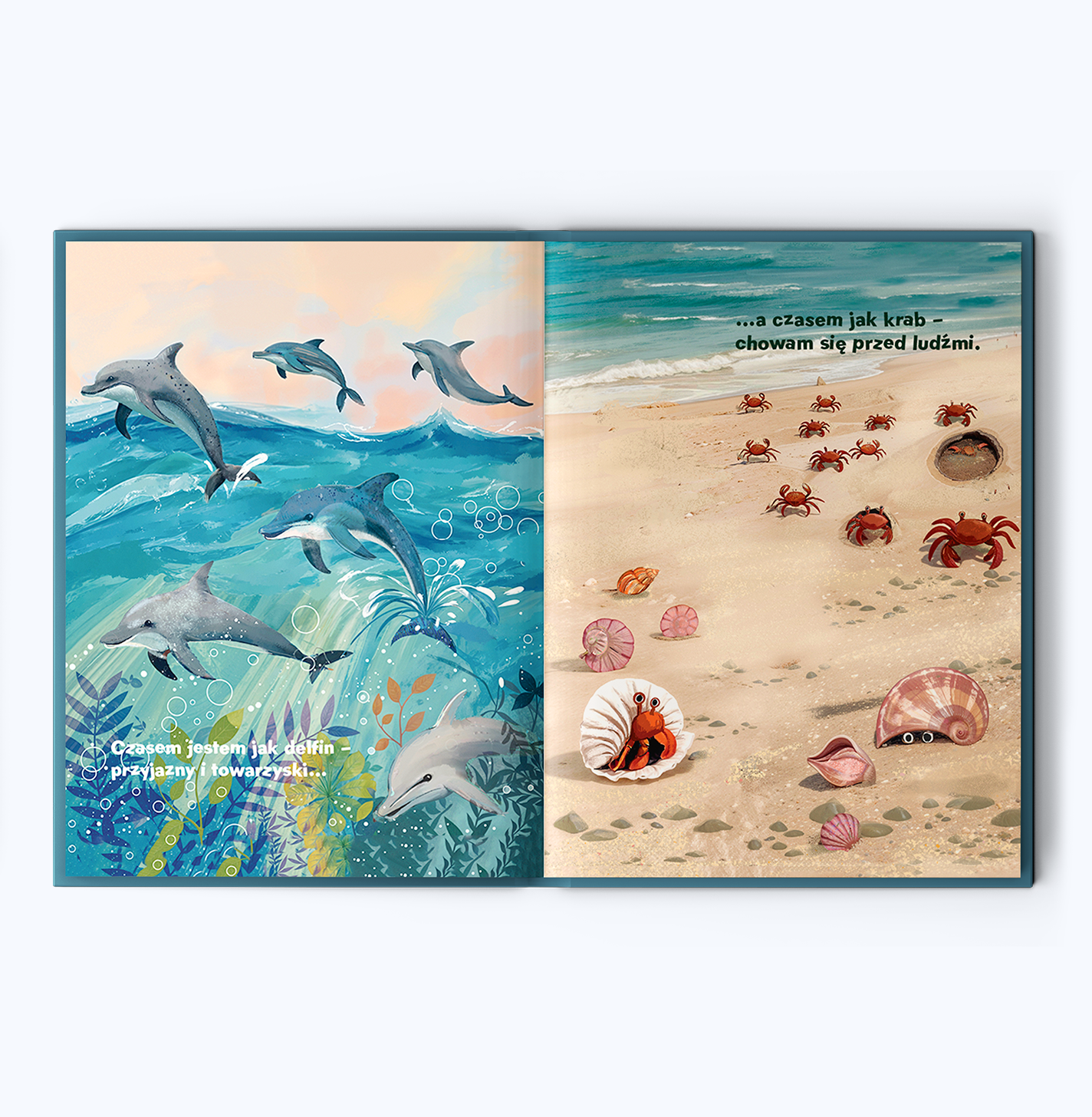 Przygody zwierząt i emocje na stronie książki „Moja magiczna moc" – kolorowa historia ucząca rozpoznawania uczuć