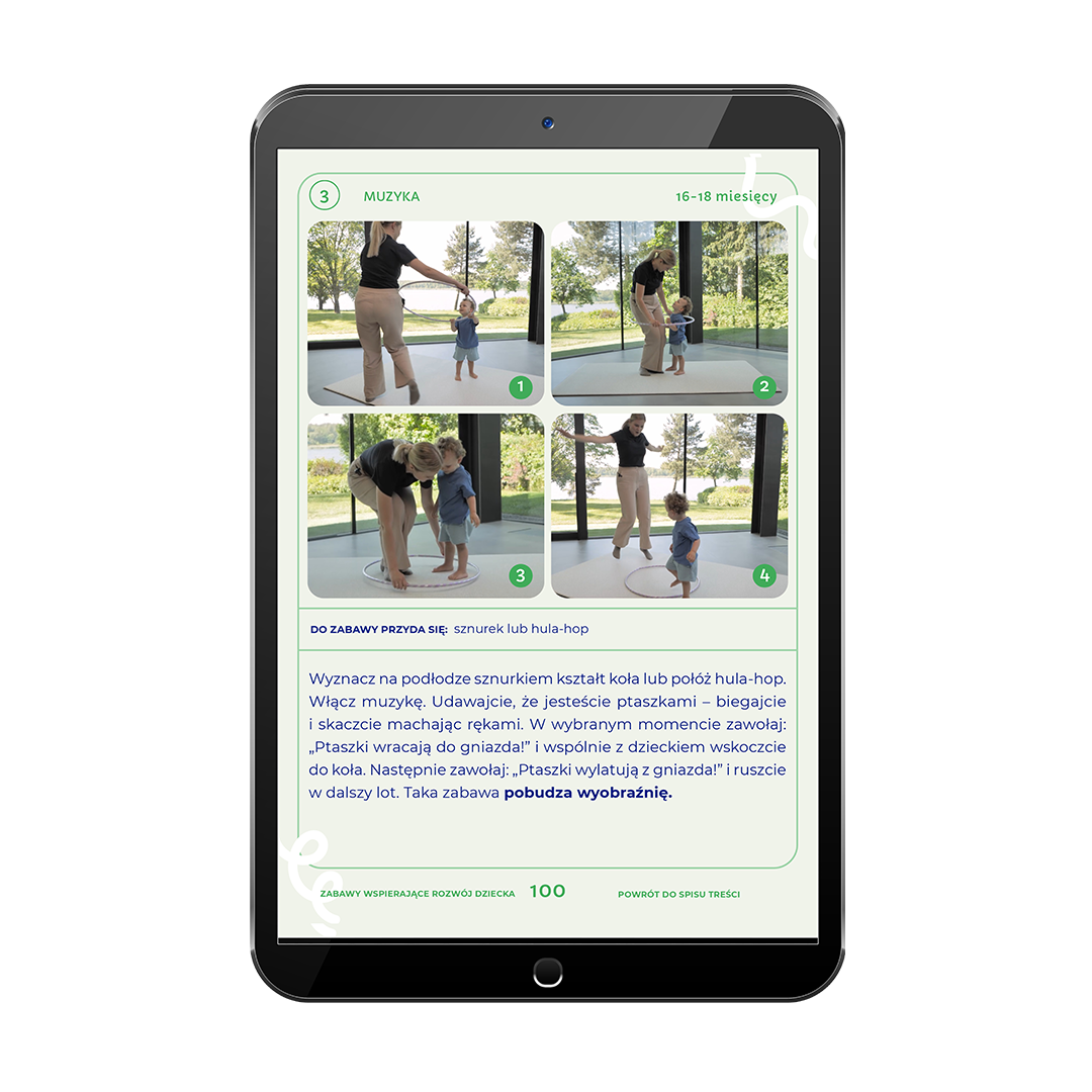 Muzyka w rozwoju dziecka 13–18 miesięcy – zabawy rytmiczne i dźwiękowe ze zdjęciami z e-booka Programu Rozwoju Dziecka