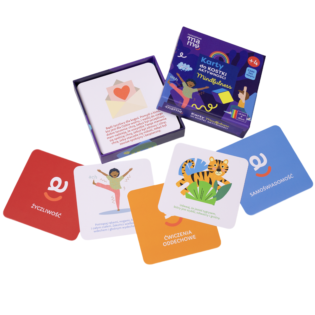 Pudełko kart mindfulness – gra rozwijająca uważność, empatię i samoregulację u dzieci, rozszerzenie do Kostki Aktywności