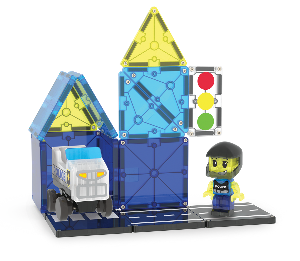 MAGNA-TILES Police Patrol – pojazd terenowy z nakładką ATV Top