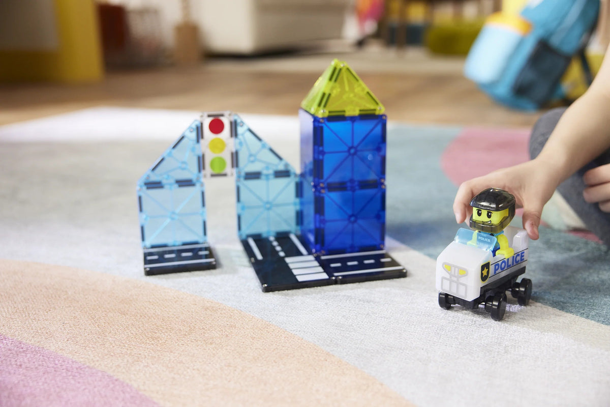 MAGNA-TILES Police Patrol – pojazdy na podwoziu microChassis
