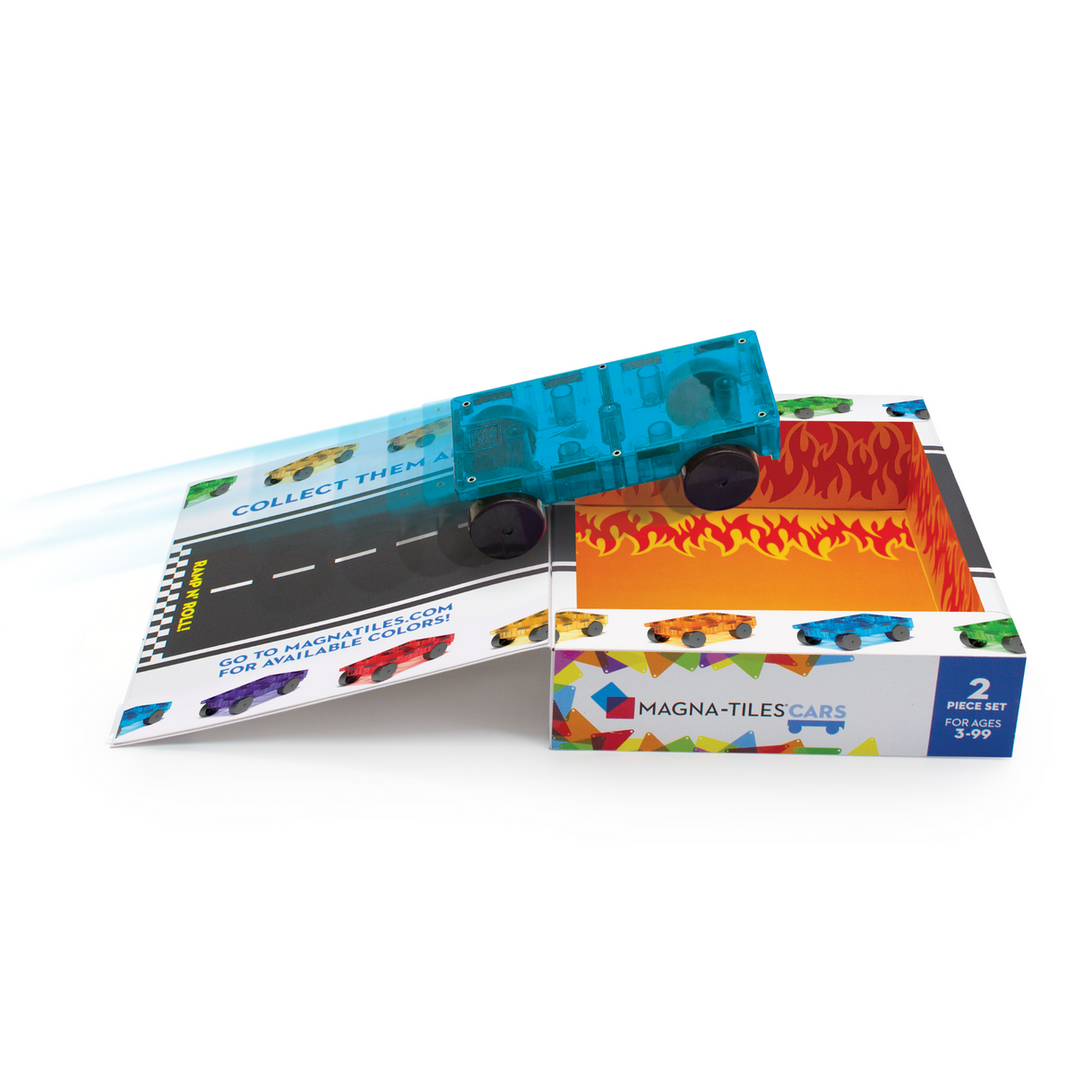 MAGNA-TILES Cars – podwozie pomarańczowe i niebieskie, pojazd z płytek