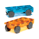 MAGNA-TILES Cars – podwozia pomarańczowe i niebieskie z klockami