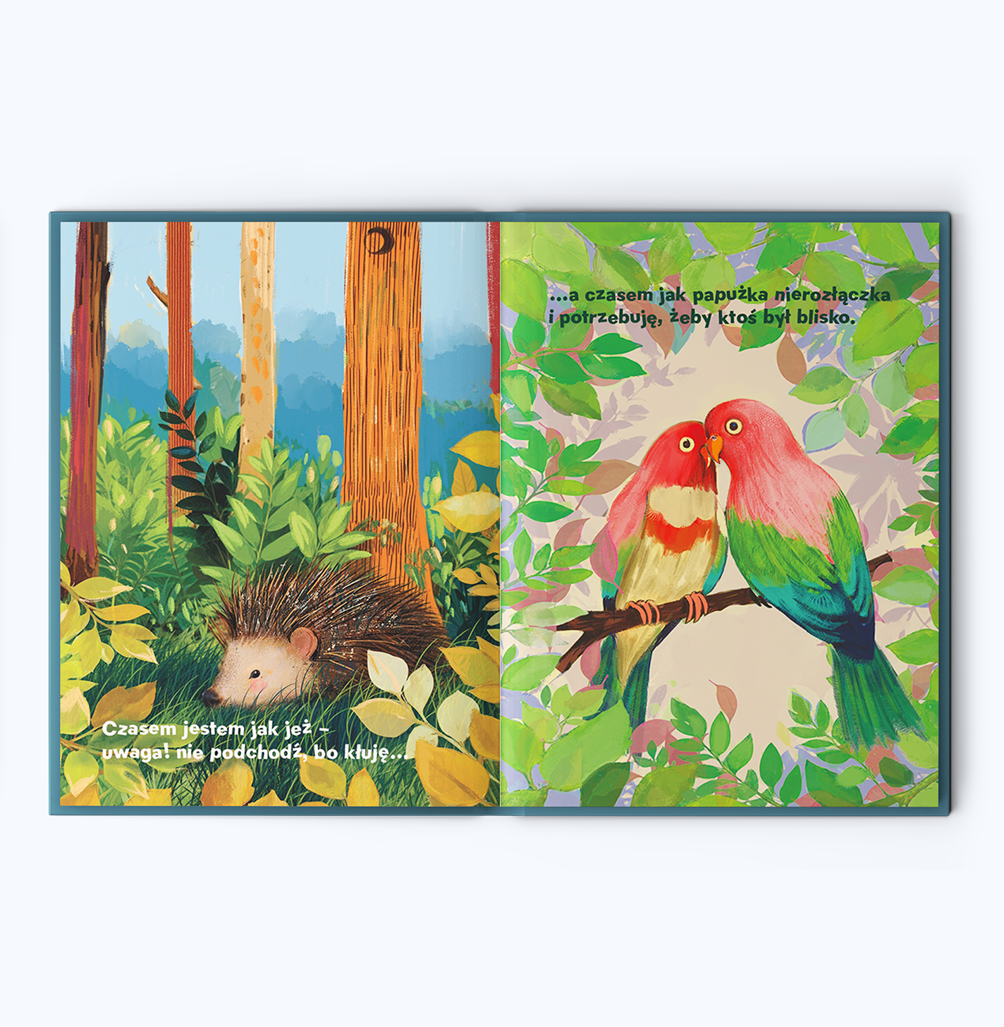 Zestaw "Moja magiczna moc" składa się z książki opowiadającej o emocjach, zawierającej 40 stron ilustrowanych przygód związanych z zachowaniami zwierząt. Do zestawu dołączono "Mój dziennik nastrojów" z miejscem na zapisywanie emocji oraz naklejki przedstawiające różnorodne stany emocjonalne, wspierające dzieci w nauce rozpoznawania uczuć.