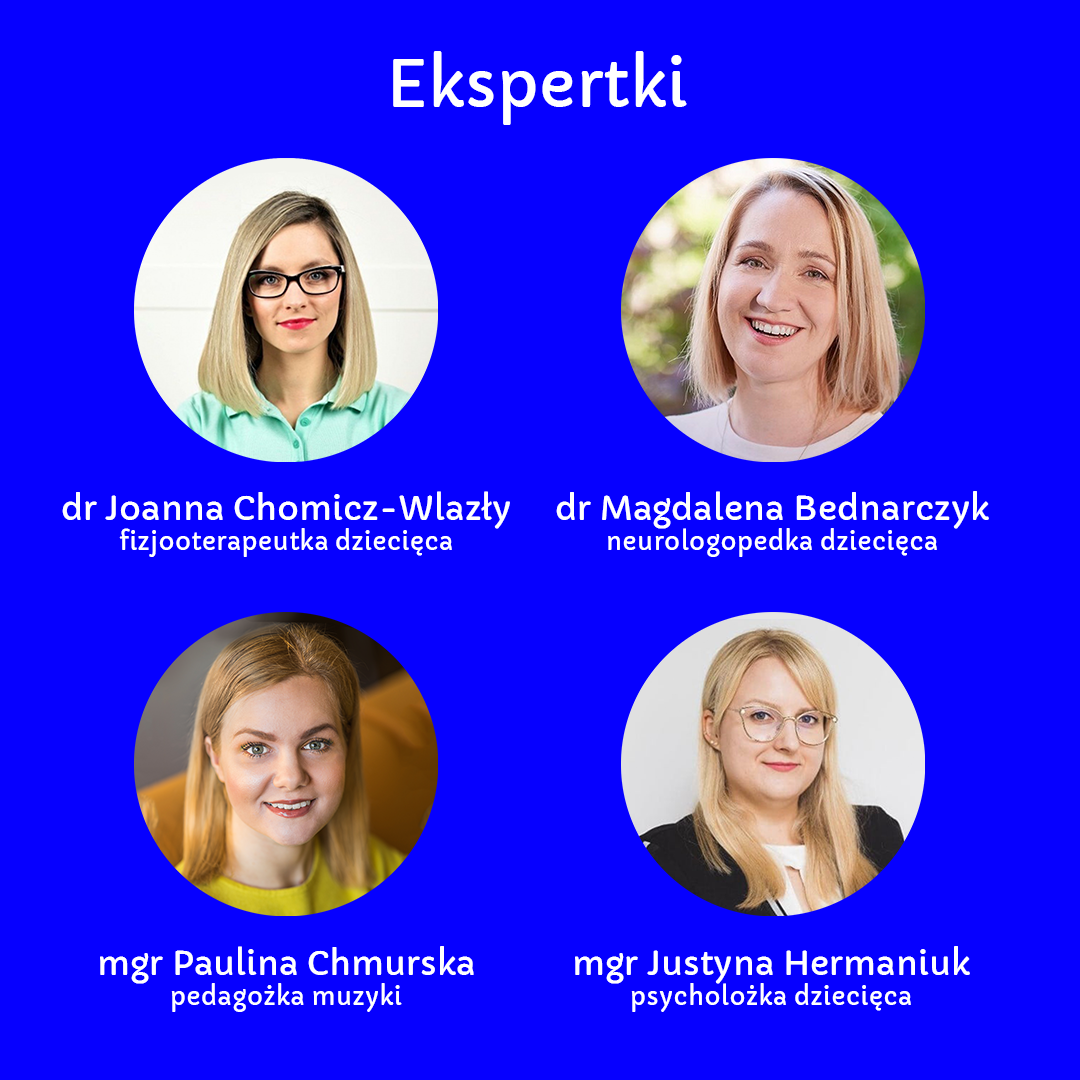 Zespół 4 ekspertek Programu Rozwoju 19-24 miesiące – neurologopedka, fizjoterapeutka, psycholożka i pedagog muzyczna
