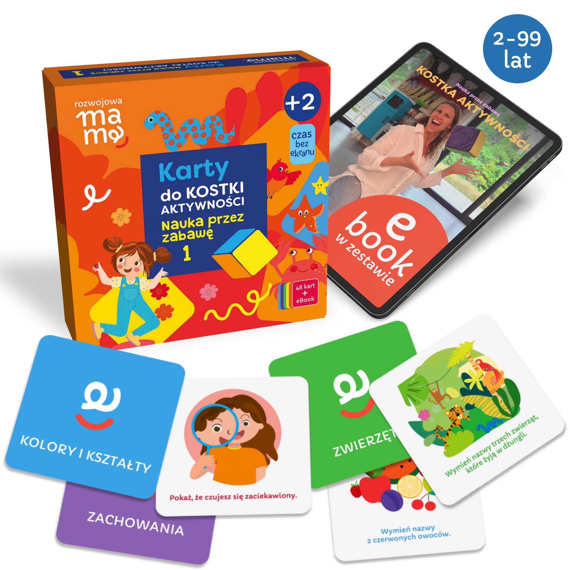 Gra edukacyjna Nauka przez Zabawę – zestaw 48 kart do Kostki Aktywności wspierających rozwój mowy i motoryki od 2 lat

