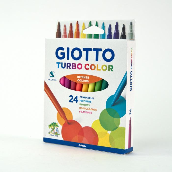 Flamastry zmywalne GIOTTO Turbo Color — zestaw 24 kolory