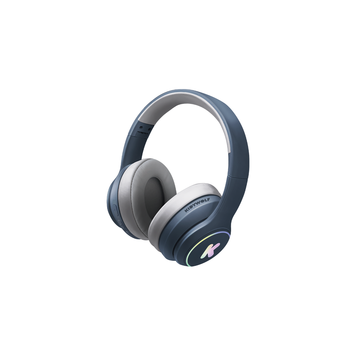 Niebieskie słuchawki nauszne K-Ears Kidywolf – stonowany design dla starszych dzieci, Bluetooth lub kabel jack