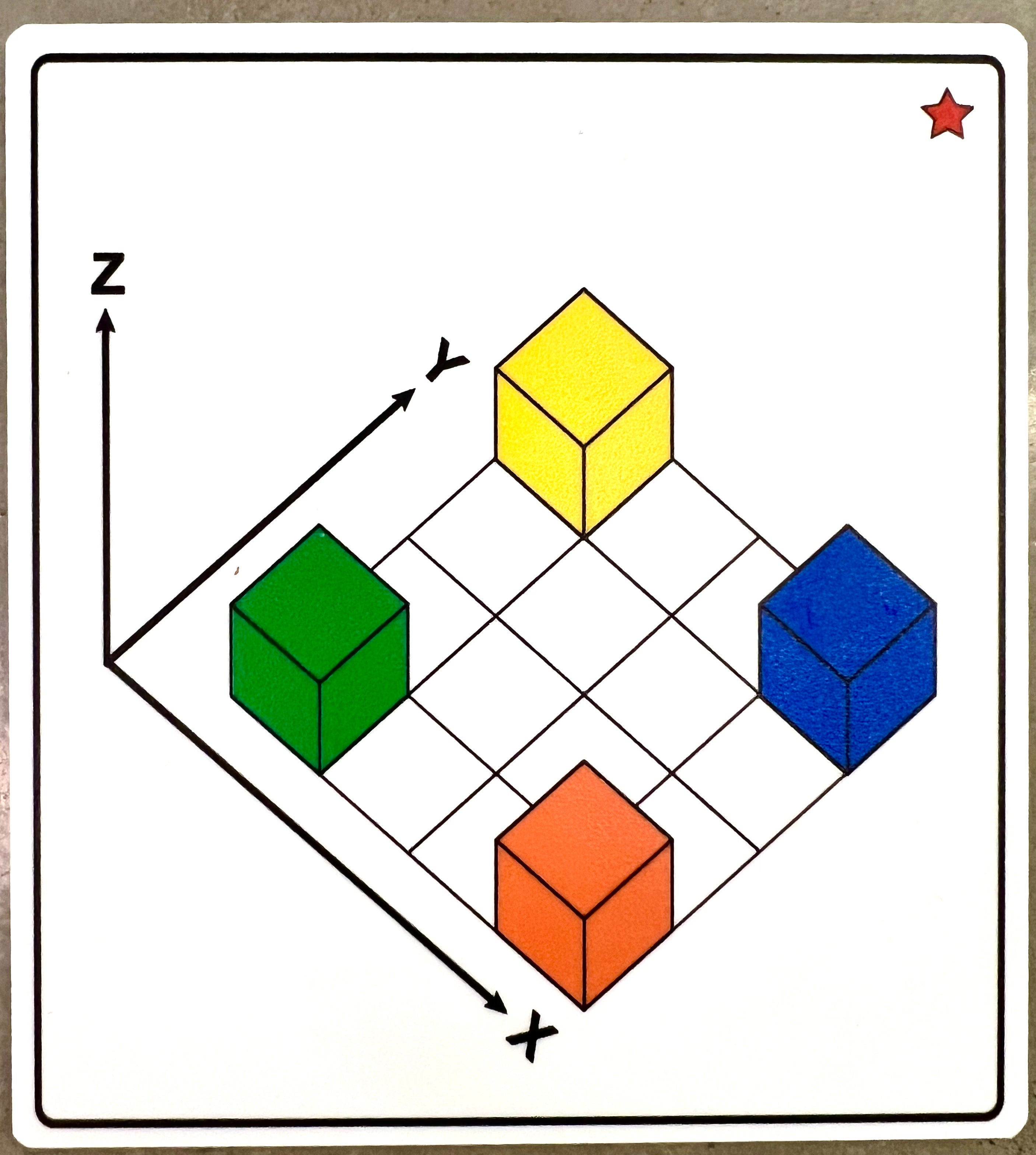 Konstrukcja 3D z klocków BUILD XYZ Montessori Educo – dziecko buduje złożoną budowlę według karty przestrzennej