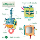 Miękka kostka aktywizująca Lew Jack rozwija zmysły malucha. Lusterko, grzechotka, tasiemki i silikonowy gryzak zapewniają angażującą zabawę. Bezpieczna, łatwa do chwytania i pełna sensorycznych niespodzianek. Idealna dla niemowląt od 3 miesięcy.