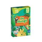 Opakowanie gry Do Dżungli – eleganckie pudełko z ilustracjami dżungli, idealne na prezent dla dziecka od 3 lat
