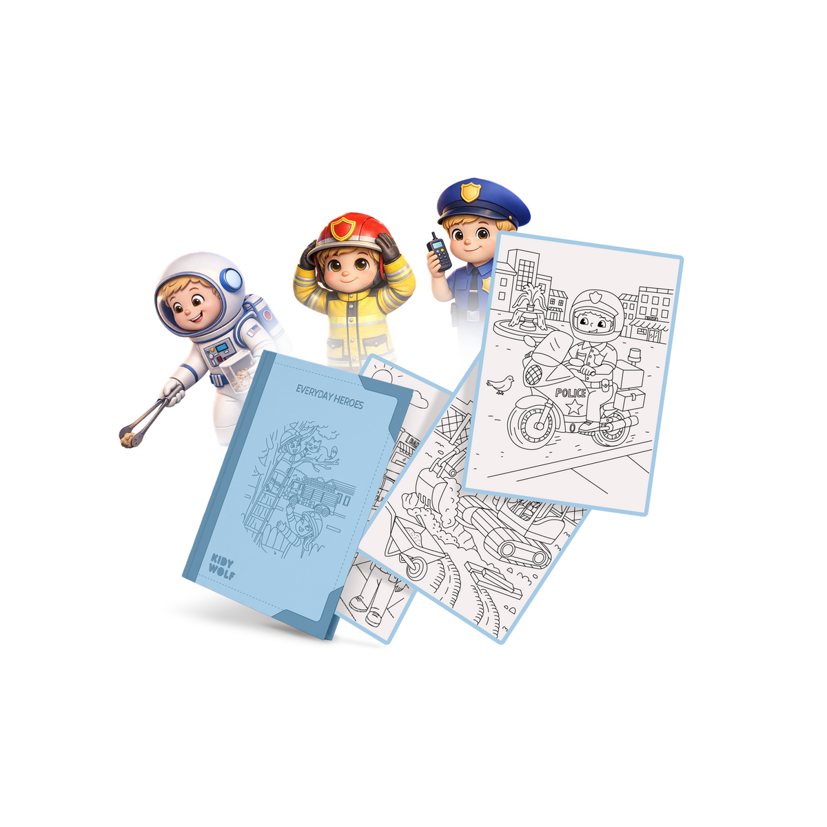 Wkład do Kidydraw-pad od 6 lat Kidywolf, motyw Bohaterowie codzienności – magnetyczna książeczka z 30 ilustracjami do odrysowania, Rozwojowa Mama