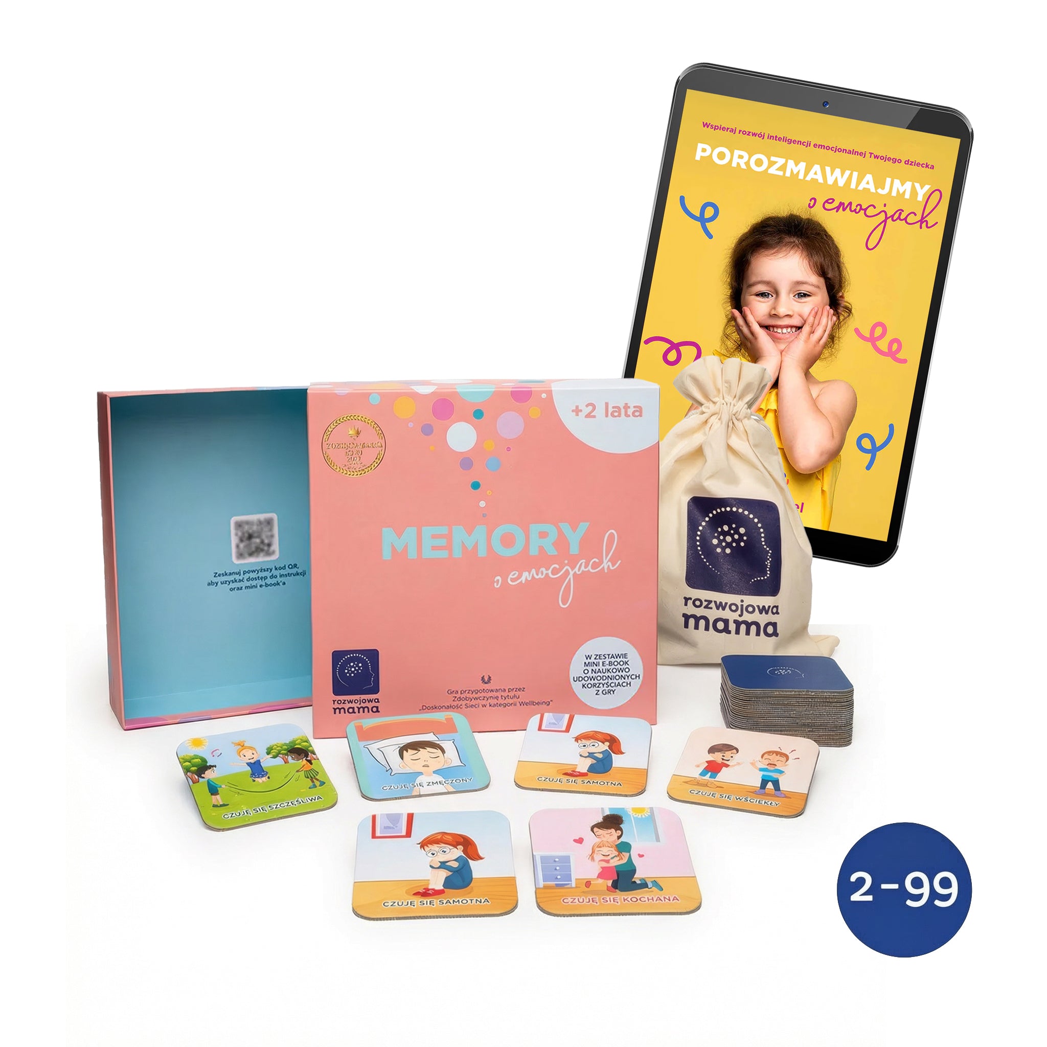 Zestaw edukacyjny Emocje – gra memory i e-book dla dzieci od 2 lat, wspiera rozpoznawanie i regulację emocji, Rozwojowa Mama