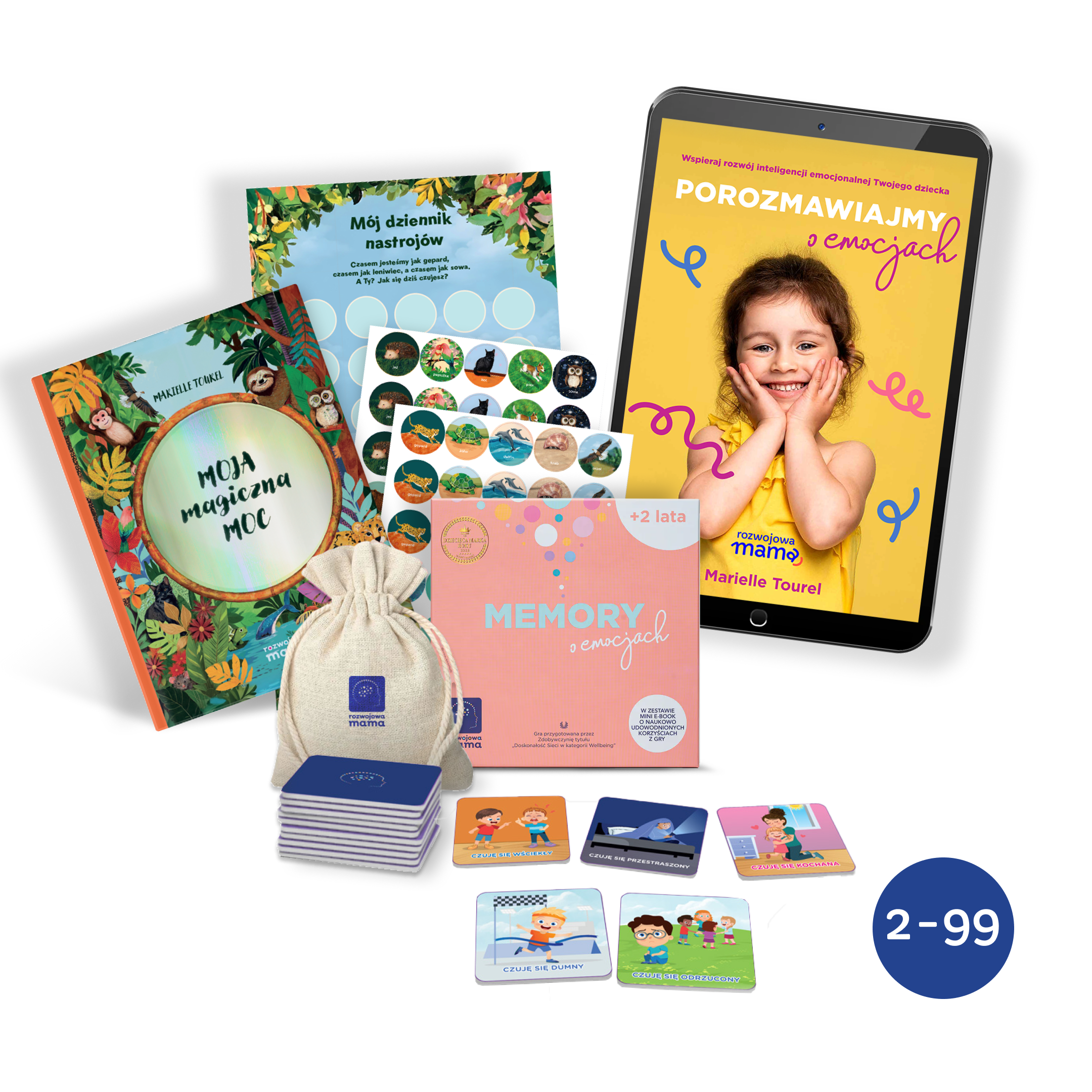 Kompletny zestaw edukacyjny Emocje Rozwojowa Mama - książka, e-book, gra memory